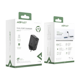 Acefast sieninis įkroviklis (JK kištukas) USB Type C / USB 32W, PPS, PD, QC 3.0, AFC, FCP black (A8 black)