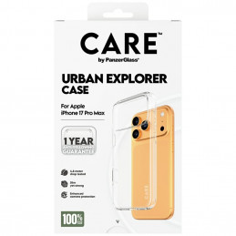 „CARE by PanzerGlass“ flagmano „Urban Explorer“ dėklas su skaidriu rėmeliu, skirtas „iPhone 17 Pro Max“ – permatomas