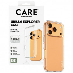 „CARE by PanzerGlass“ „Flagship Urban Explorer“ dėklas su skaidriu rėmeliu, skirtas „iPhone 17 Pro“ – permatomas