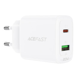 Acefast sieninis įkroviklis C tipo USB / USB 20W, PPS, PD, QC 3.0, AFC, FCP baltas (A25 baltas)