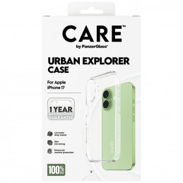 „CARE by PanzerGlass“ „Flagship Urban Explorer“ dėklas su skaidriu rėmeliu, skirtas „iPhone 17“ – permatomas