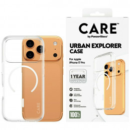 „CARE by PanzerGlass“ flagmaninis „Urban Explorer“ dėklas su baltu „MagSafe“, skirtas „iPhone 17 Pro“ – permatomas