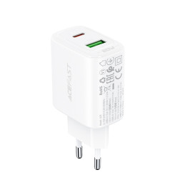 Acefast sieninis įkroviklis C tipo USB / USB 20W, PPS, PD, QC 3.0, AFC, FCP baltas (A25 baltas)
