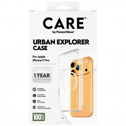 „CARE by PanzerGlass“ flagmaninis „Urban Explorer“ dėklas su baltu „MagSafe“, skirtas „iPhone 17 Pro“ – permatomas