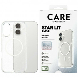 „CARE by PanzerGlass“ flagmaninis „Urban Explorer“ dėklas su baltu „MagSafe“, skirtas „iPhone 17“ – skaidrūs blizgučiai