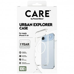 „CARE by PanzerGlass“ flagmano „Urban Explorer“ dėklas su baltu „MagSafe“, skirtas „iPhone Air“ – permatomas