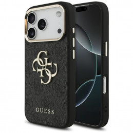 „Guess 4G Big 4G Classic“ logotipo dėklas, skirtas „iPhone 17 Pro“ – juodas ir auksinis