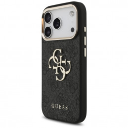 „Guess 4G Big 4G Classic“ logotipo dėklas, skirtas „iPhone 17 Pro“ – juodas ir auksinis