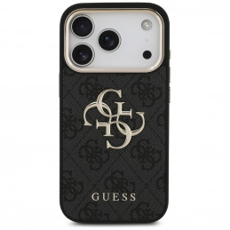 „Guess 4G Big 4G Classic“ logotipo dėklas, skirtas „iPhone 17 Pro“ – juodas ir auksinis