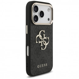 „Guess 4G Big 4G Classic“ logotipo dėklas, skirtas „iPhone 17 Pro“ – juodas ir auksinis