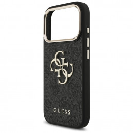 „Guess 4G Big 4G Classic“ logotipo dėklas, skirtas „iPhone 17 Pro“ – juodas ir auksinis
