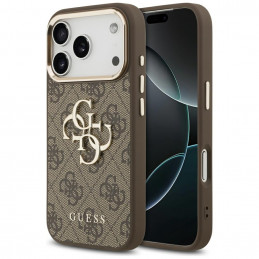 „Guess 4G Big 4G Classic“ logotipo dėklas, skirtas „iPhone 17 Pro Max“ – rudas ir auksinis