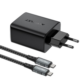 Acefast A17 65W USB-C / USB-A GaN įkroviklis, 4K 60Hz HDMI adapteris (laidų rinkinys) – juodas