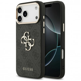 „Guess 4G Big 4G Classic“ logotipo dėklas, skirtas „iPhone 17 Pro Max“ – juodas ir auksinis