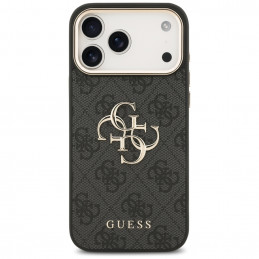 „Guess 4G Big 4G Classic“ logotipo dėklas, skirtas „iPhone 17 Pro Max“ – juodas ir auksinis