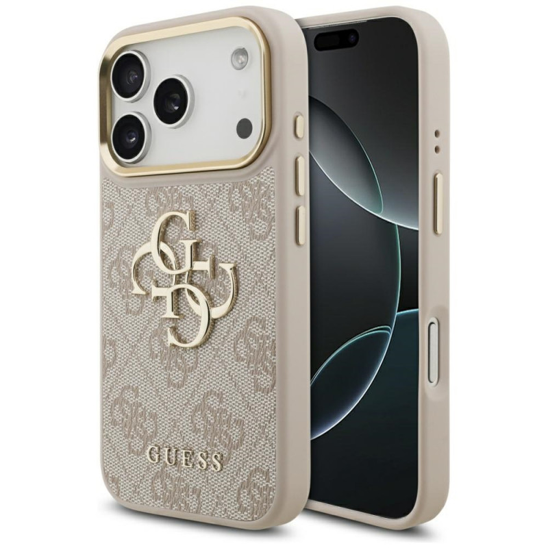 „Guess 4G Big 4G Classic“ logotipo dėklas, skirtas iPhone 17 Pro – rožinio aukso spalvos