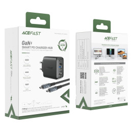 Acefast A17 65W USB-C / USB-A GaN įkroviklis, 4K 60Hz HDMI adapteris (laidų rinkinys) – juodas