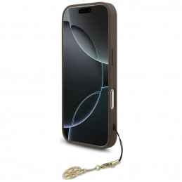 „Guess 4G Charms Collection“ „MagSafe“ dėklas, skirtas „iPhone 17 Pro“ – rudas