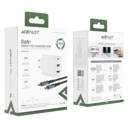 Acefast 2in1 GaN 65W USB Type C / USB įkroviklis, HDMI adapteris 4K@60Hz (komplektas su laidu) balta (A17 balta)