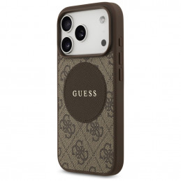 „Guess 4G Circle Classic Logo MagSafe“ dėklas, skirtas „iPhone 17 Pro“ – rudas