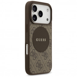 „Guess 4G Circle Classic Logo MagSafe“ dėklas, skirtas „iPhone 17 Pro“ – rudas