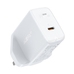 Acefast GaN sieninis įkroviklis (JK kištukas) USB Type C 30W, Power Delivery, PPS, Q3 3.0, AFC, FCP balta (A24 UK white)