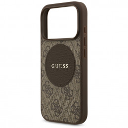 „Guess 4G Circle Classic Logo MagSafe“ dėklas, skirtas „iPhone 17 Pro“ – rudas