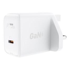 Acefast GaN sieninis įkroviklis (JK kištukas) USB Type C 30W, Power Delivery, PPS, Q3 3.0, AFC, FCP balta (A24 UK white)