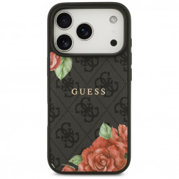 „Guess 4G“ „MagSafe“ dėklas su gėlių raštu, skirtas „iPhone 17 Pro Max“ – juodas