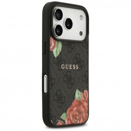 „Guess 4G“ „MagSafe“ dėklas su gėlių raštu, skirtas „iPhone 17 Pro Max“ – juodas