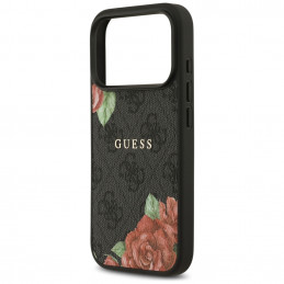 „Guess 4G“ „MagSafe“ dėklas su gėlių raštu, skirtas „iPhone 17 Pro Max“ – juodas