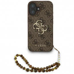 „Guess 4G Strap 4G Classic“ logotipo dėklas, skirtas iPhone 16 – rudas