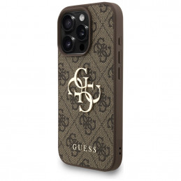 „Guess 4G Strap 4G Classic“ logotipo dėklas, skirtas „iPhone 16 Pro Max“ – rudas