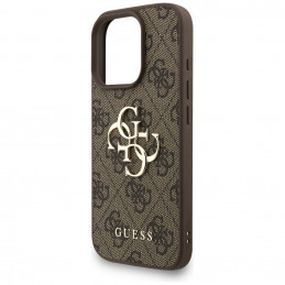 „Guess 4G Strap 4G Classic“ logotipo dėklas, skirtas „iPhone 16 Pro Max“ – rudas