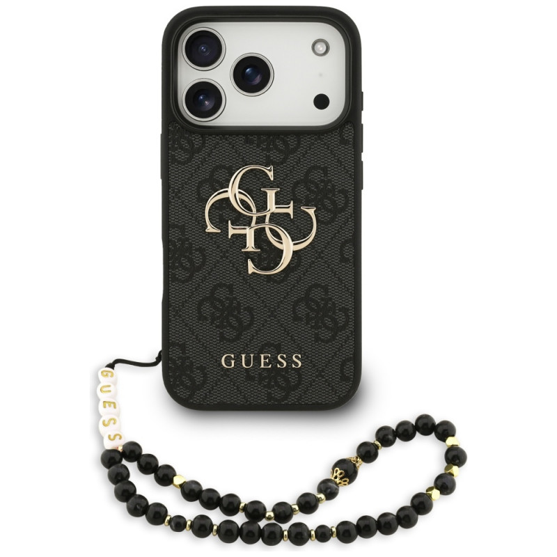 „Guess 4G Strap 4G Classic“ logotipo dėklas, skirtas „iPhone 17 Pro“ – juodas