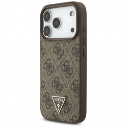„Guess 4G Strap“ trikampio formos logotipo „MagSafe“ dėklas, skirtas „iPhone 17 Pro“ – rudas