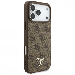 „Guess 4G Strap“ trikampio formos logotipo „MagSafe“ dėklas, skirtas „iPhone 17 Pro Max“ – rudas