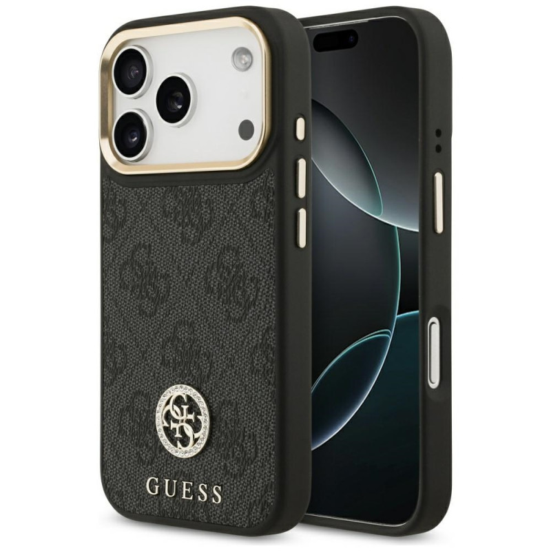 „Guess 4G Strass Logo MagSafe“ dėklas, skirtas „iPhone 17 Pro“ – juodas