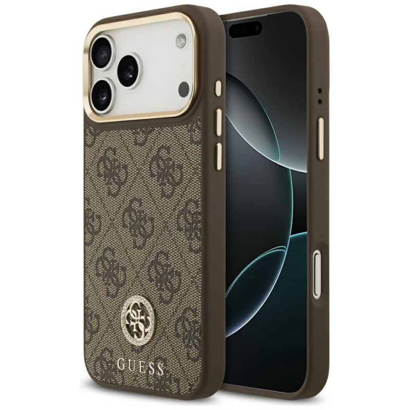„Guess 4G Strass Logo MagSafe“ dėklas, skirtas „iPhone 17 Pro Max“ – rudas