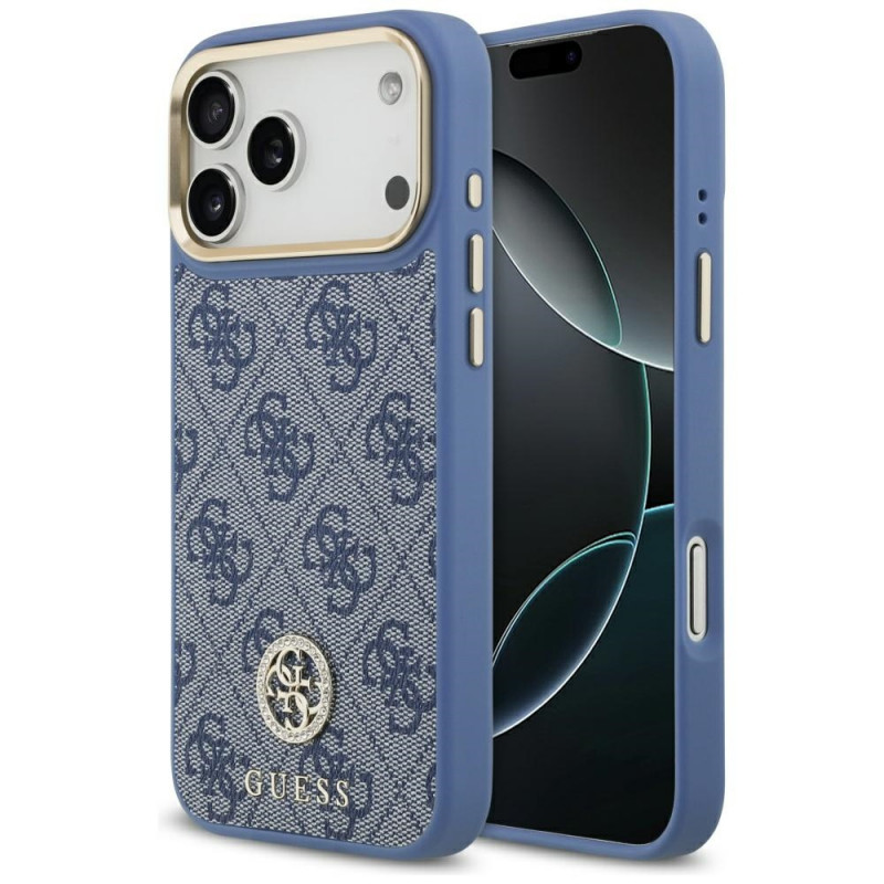 „Guess 4G Strass Logo MagSafe“ dėklas, skirtas „iPhone 17 Pro Max“ – mėlynas