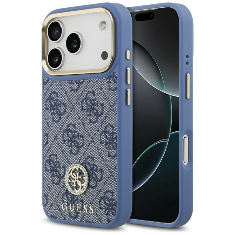 „Guess 4G Strass Logo MagSafe“ dėklas, skirtas „iPhone 17 Pro“ – mėlynas