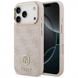 „Guess 4G Strass Logo MagSafe“ dėklas, skirtas „iPhone 17 Pro“ – rožinis