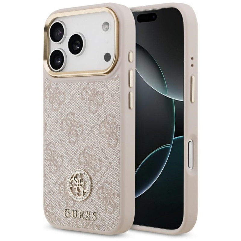 „Guess 4G Strass Logo MagSafe“ dėklas, skirtas „iPhone 17 Pro“ – rožinis