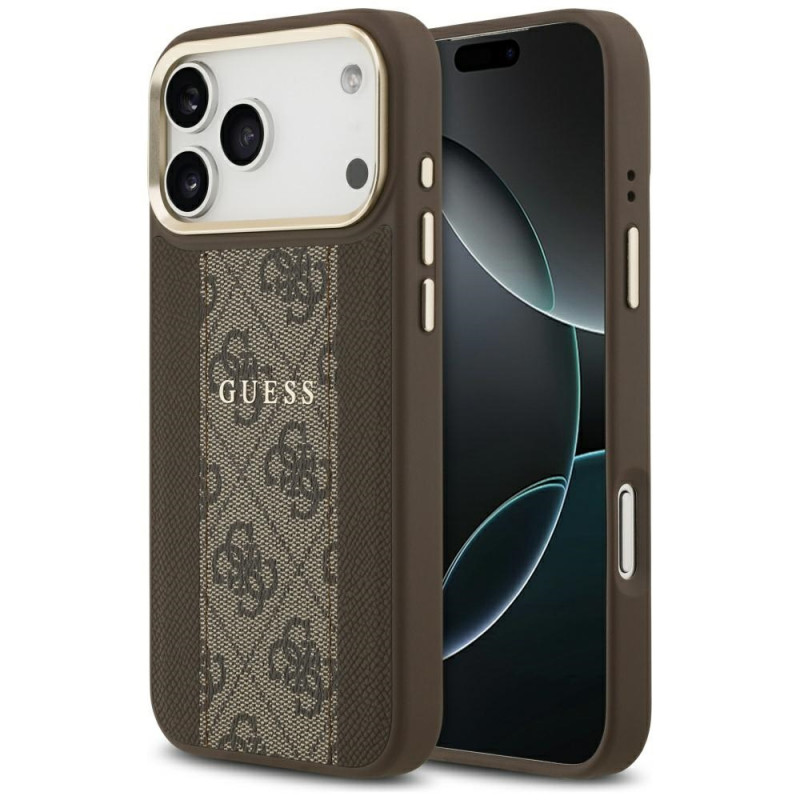 „Guess 4G Stripe MagSafe“ dėklas, skirtas „iPhone 17 Pro Max“ – rudas