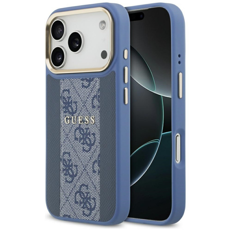 „Guess 4G Stripe MagSafe“ dėklas, skirtas „iPhone 17 Pro“ – mėlynas