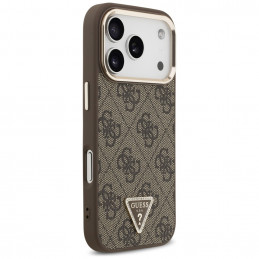 „Guess 4G Triangle Logo MagSafe“ dėklas, skirtas „iPhone 17 Pro“ – rudas ir auksinis