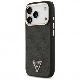 „Guess 4G“ trikampio logotipo „MagSafe“ dėklas, skirtas „iPhone 17 Pro“ – juodas ir auksinis