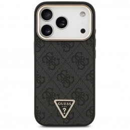 „Guess 4G“ trikampio logotipo „MagSafe“ dėklas, skirtas „iPhone 17 Pro“ – juodas ir auksinis