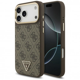 „Guess 4G Triangle Logo MagSafe“ dėklas, skirtas „iPhone 17 Pro Max“ – rudas ir auksinis