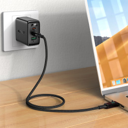 Acefast C6-03 Black USB-C - USB-C PD QC kabelis 100W 5A 480Mb/ s 2m - juodas